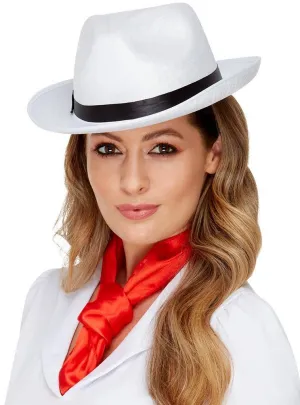 1920s White Velour Gangster Costume Hat