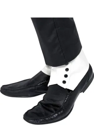 1920s White Vinyl Shoe Spats Great Gatsby Costume Accessory