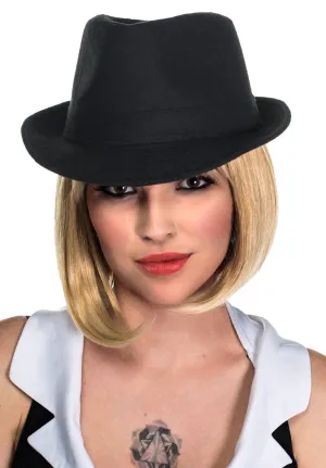 1920s Womens Gangster Black Trilby Costume Hat