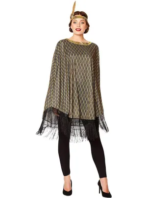 1920s Womens Great Gatsby Costume Poncho and Headband