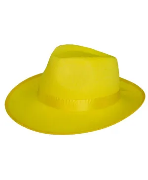 1920s Yellow Gangster Fedora Costume Hat