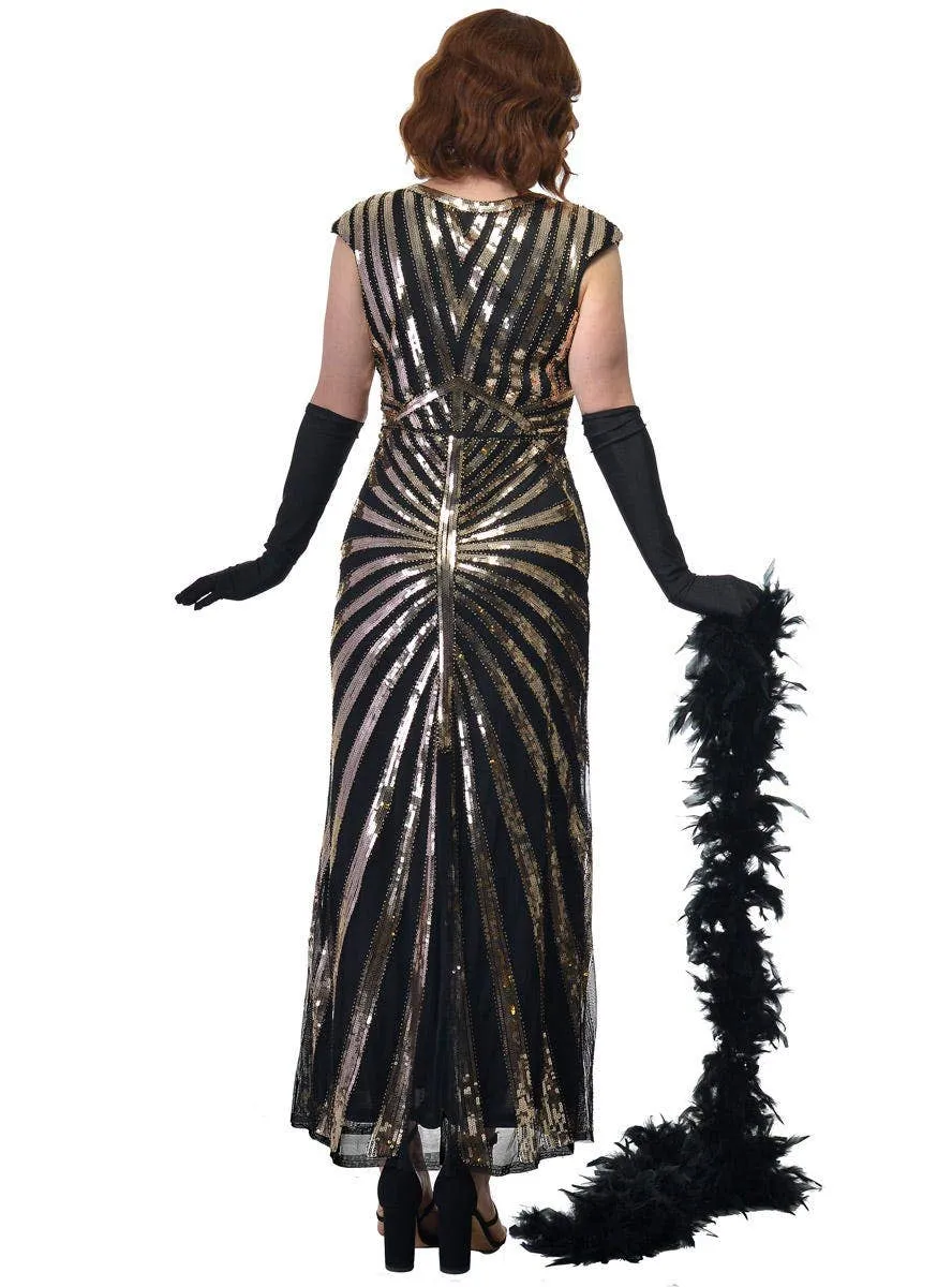 1930s Hollywood Black and Gold Plus Size Womens Costume Dress