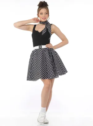 1950s Black and White Polka Dot Plus Size Womens Skirt