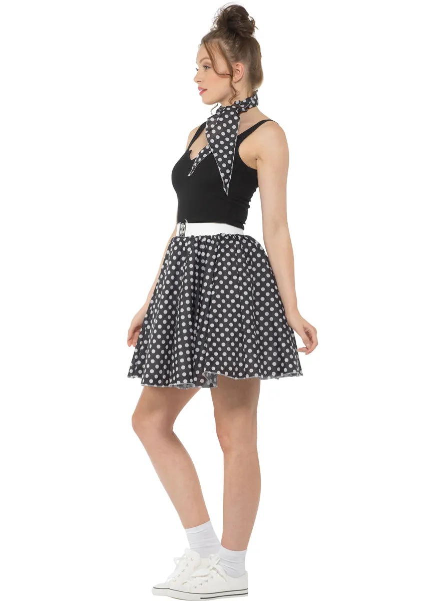 1950s Black and White Polka Dot Womens Skirt