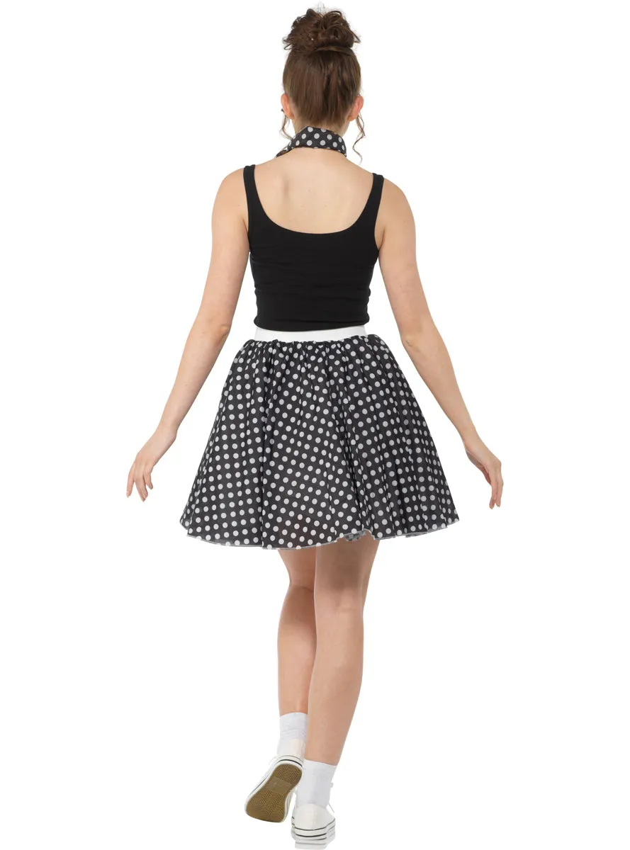 1950s Black and White Polka Dot Womens Skirt