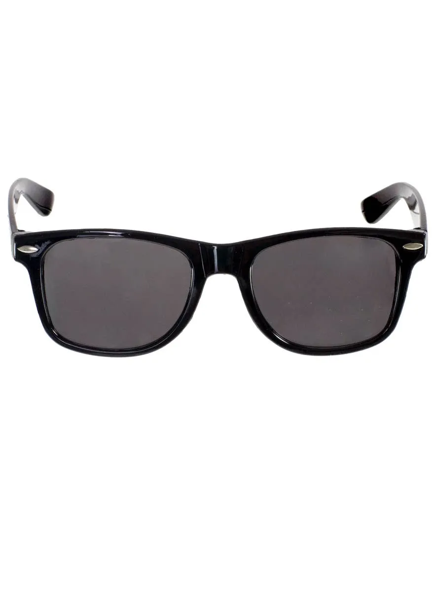 1950s Black Frame Costume Glasses with Black Lenses