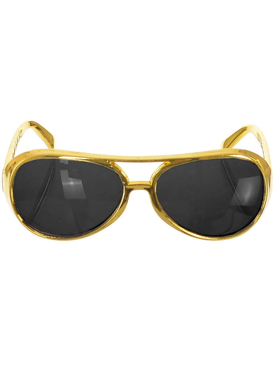 1950s Gold Frame Elvis Presley Style Costume Glasses