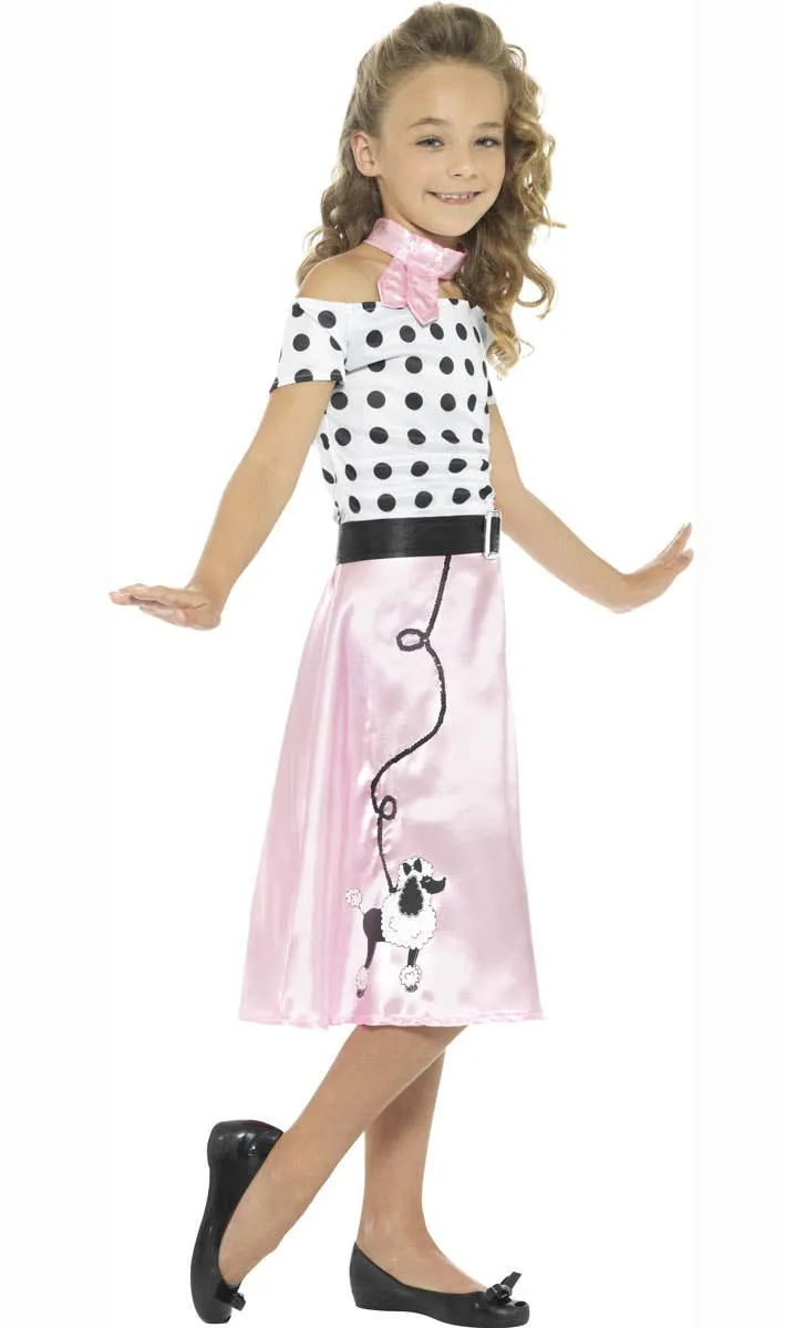 1950s Poodle Girl Kids Fancy Dress Costume