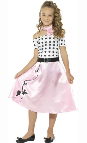 1950s Poodle Girl Kids Fancy Dress Costume