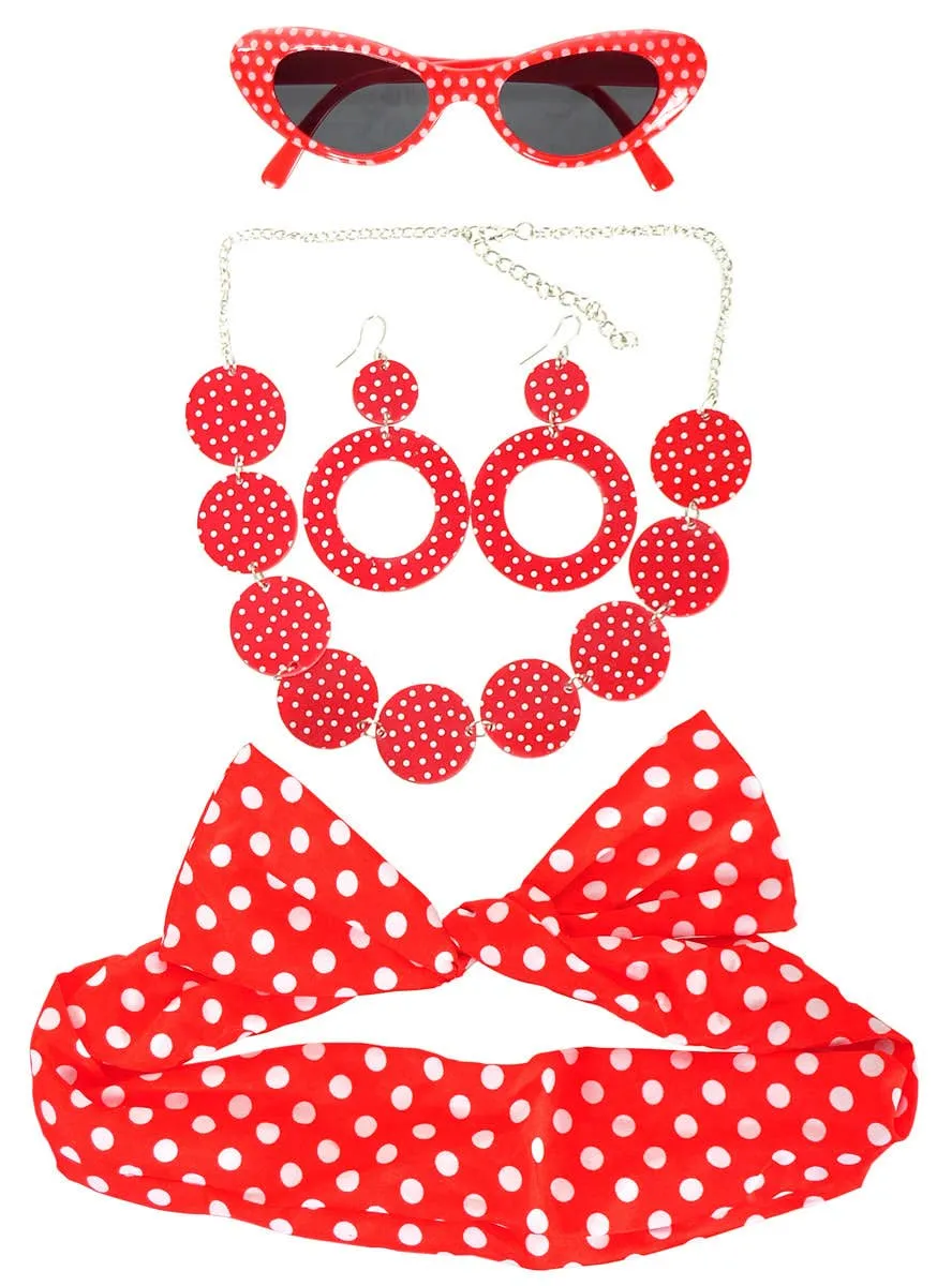 1950s Red Polka Dot 5 Piece Accessory Set