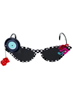 1950s Retro Black and White Costume Accessory Glasses