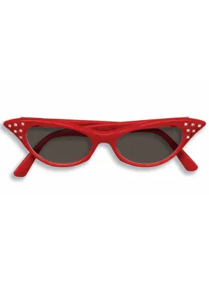 1950s Retro Red Ladies Glasses With Black Lenses