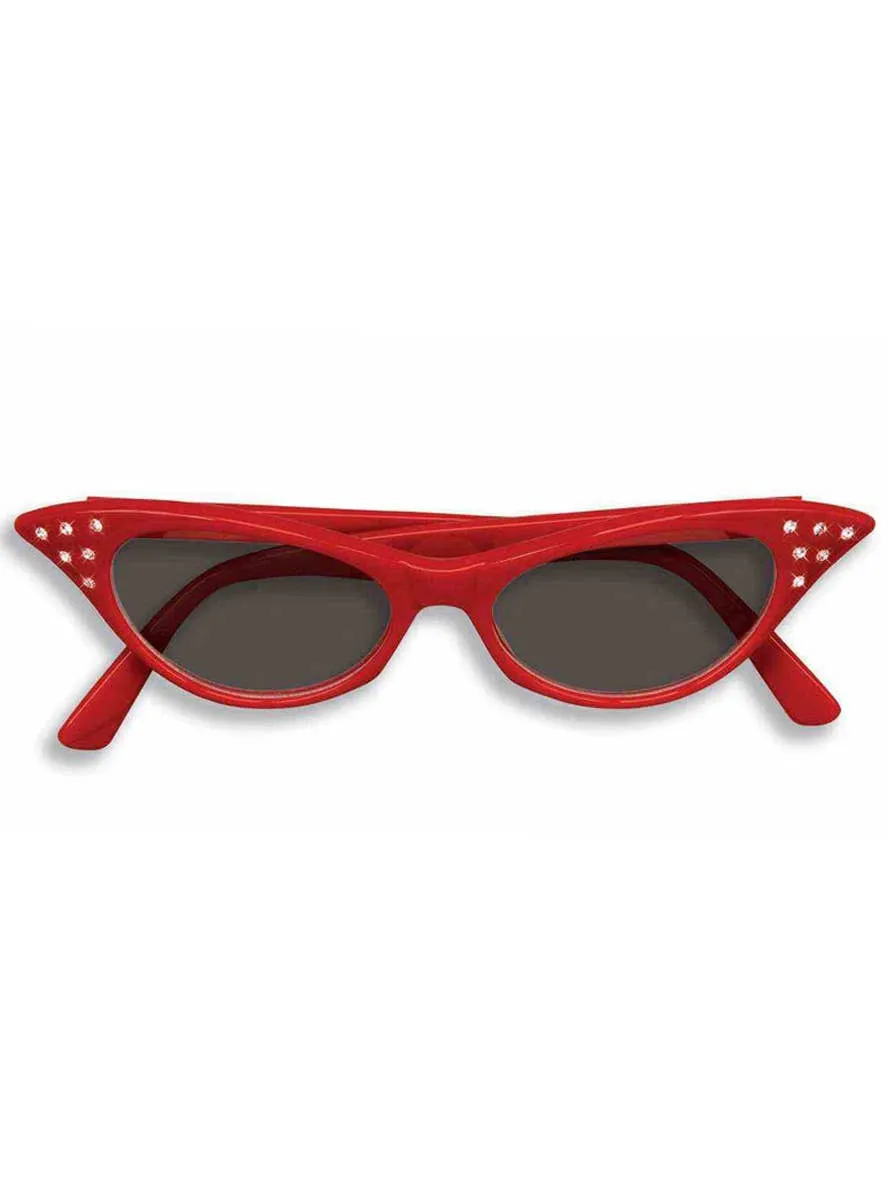 1950s Retro Red Ladies Glasses With Black Lenses