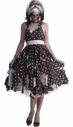 1950s Rockabilly Womens Zombie Housewife Halloween Costume