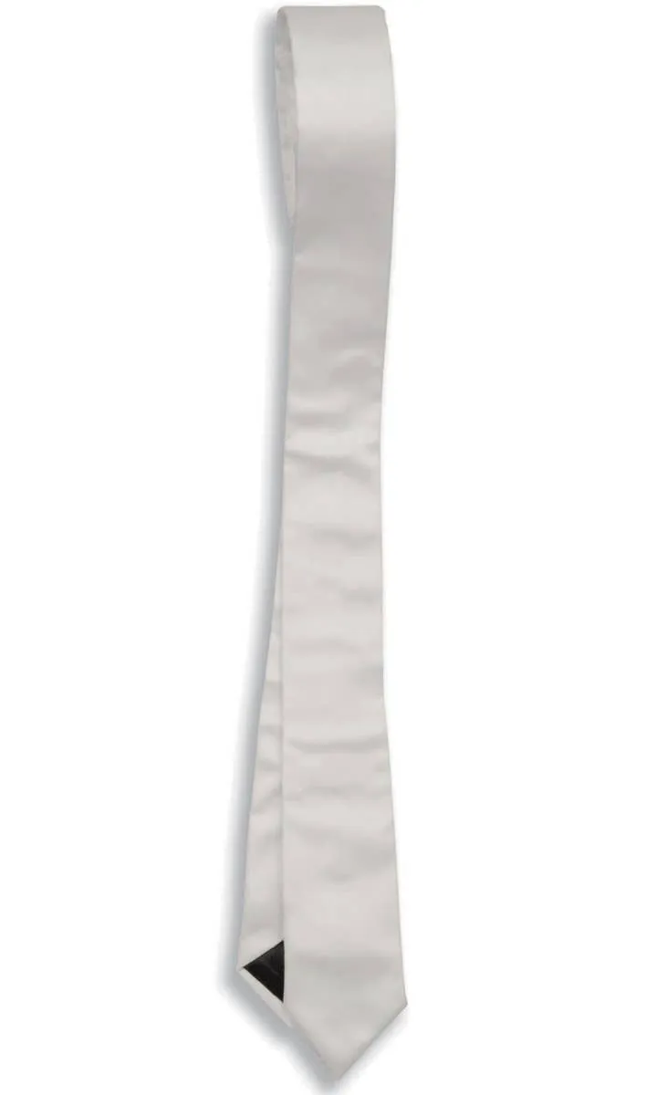 1950s White Skinny Satin Tie