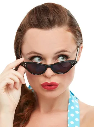 1950s Womens Black Rock n Roll Costume Sunglasses