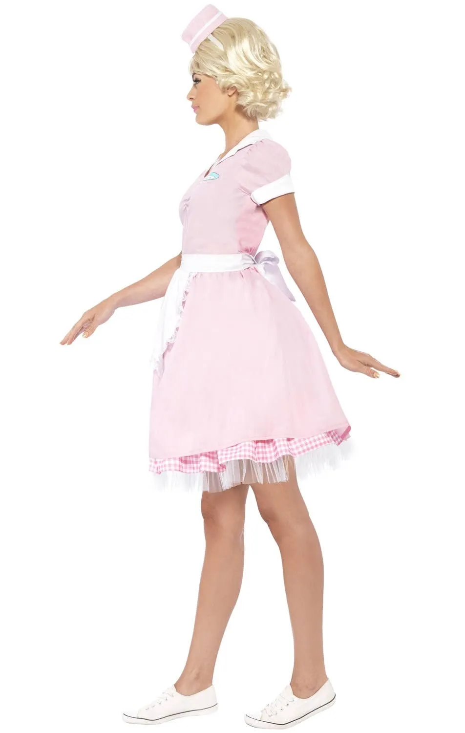 1950s Womens Pink Diner Girl Fancy Dress Costume