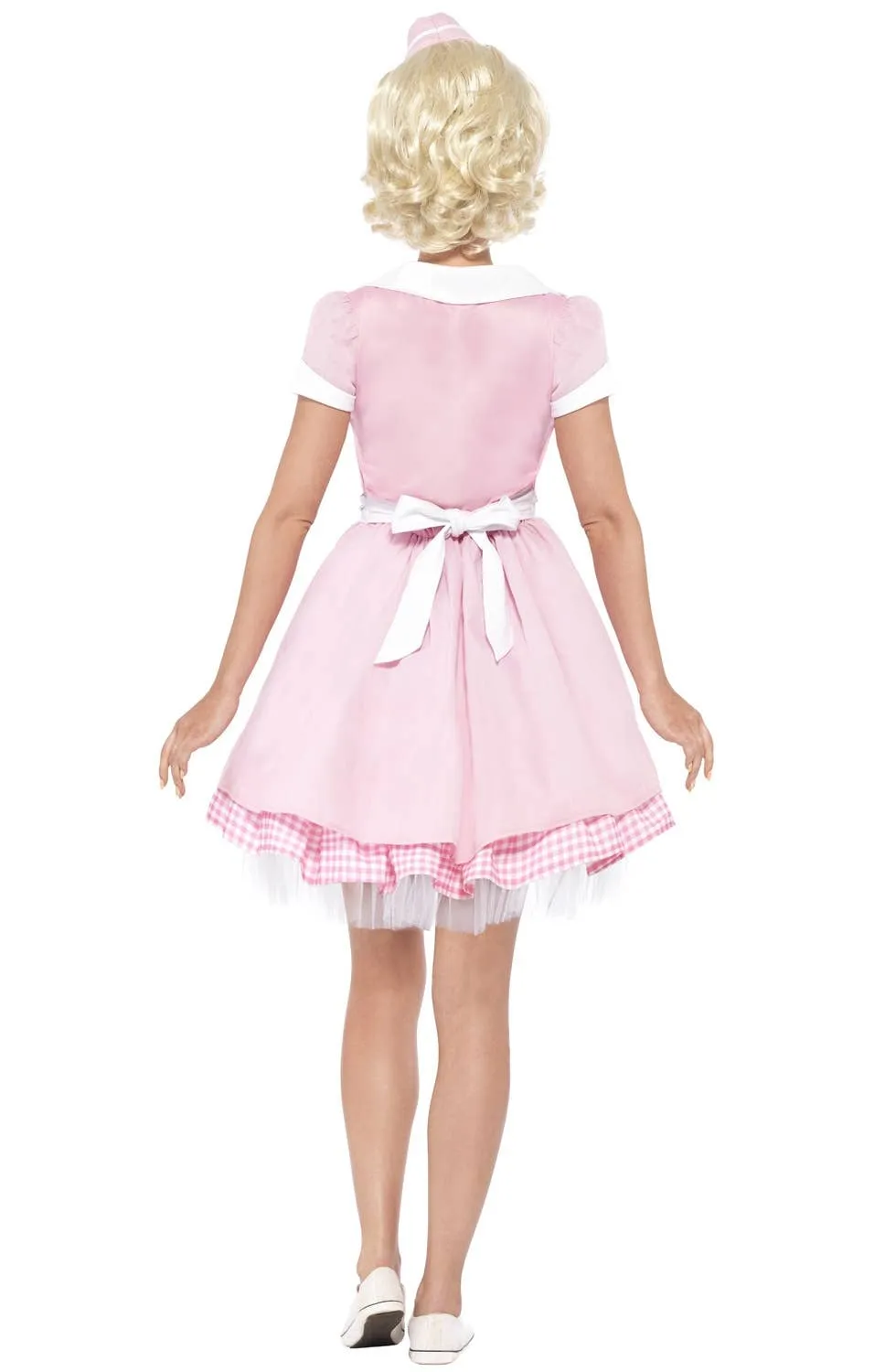 1950s Womens Pink Diner Girl Fancy Dress Costume