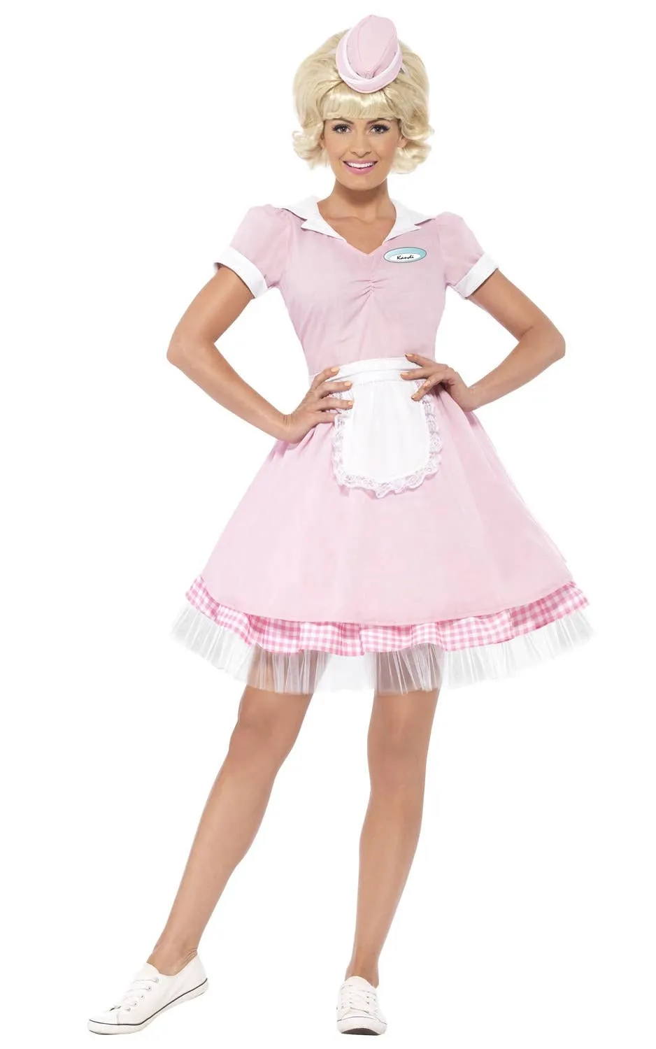 1950s Womens Pink Diner Girl Fancy Dress Costume