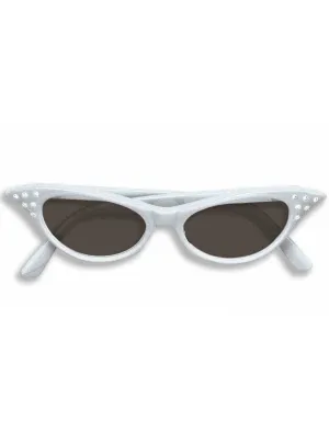 1950s Womens White  Costume Accessory Sunglasses With Rhinestones
