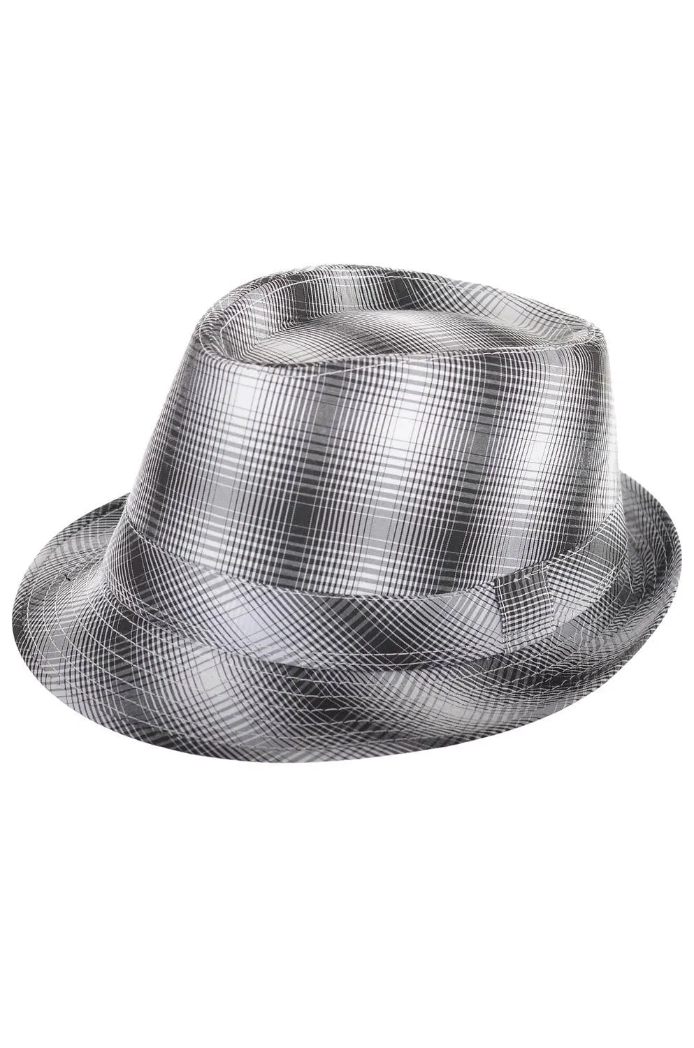 1960s Black And White Plaid Trilby Hat