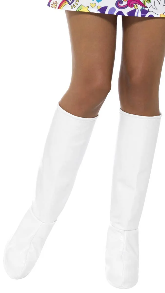 1960s Womens White GoGo Boot Covers Costume Accessory