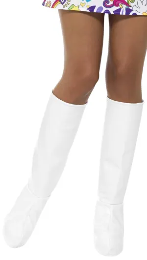 1960s Womens White GoGo Boot Covers Costume Accessory