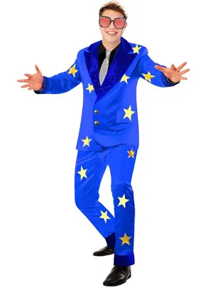 1970s Blue Rocket Man Rock Star Mens Costume