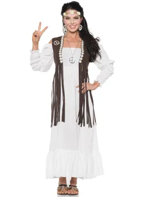 1970s Brown Faux Suede Womens Hippie Costume Vest