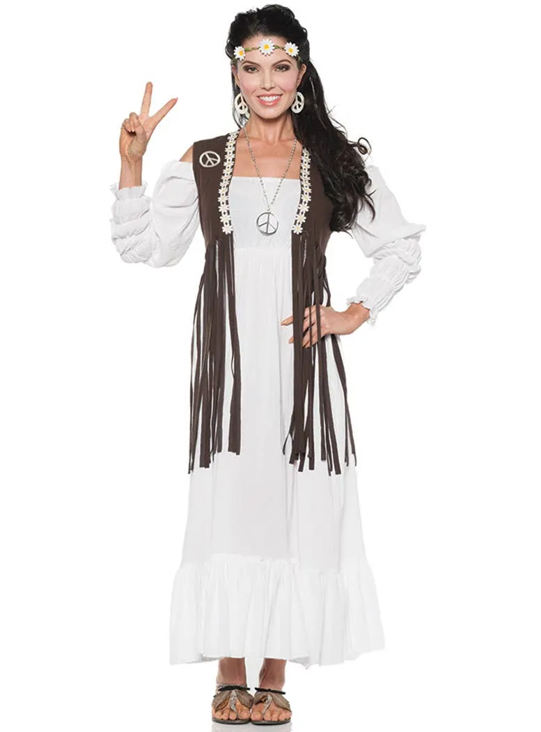 1970s Brown Faux Suede Womens Hippie Costume Vest