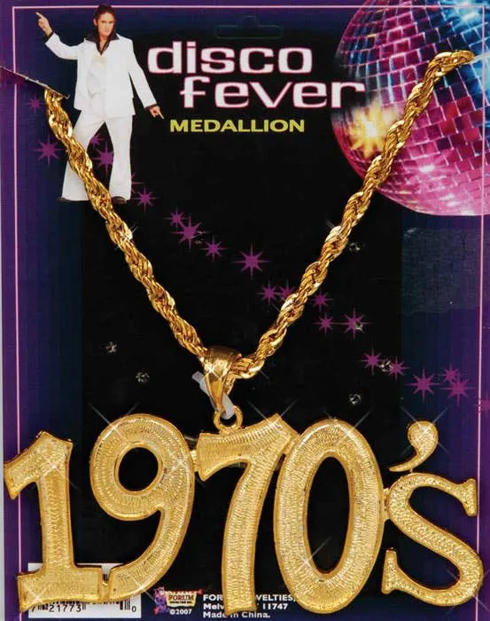 1970s Disco Fever Gold Necklace Costume Accessory