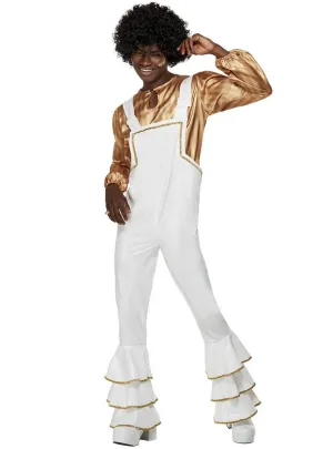 1970s Glam White and Gold Mens Costume