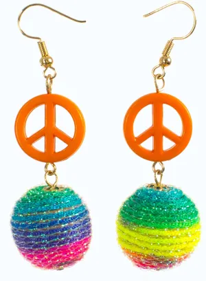 1970s Peace Sign Costume Earrings with Baubles
