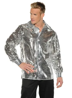 1970s Silver Disco Ball Mens Costume Shirt