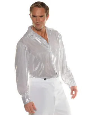 1970s Silver Disco Mens Costume Shirt