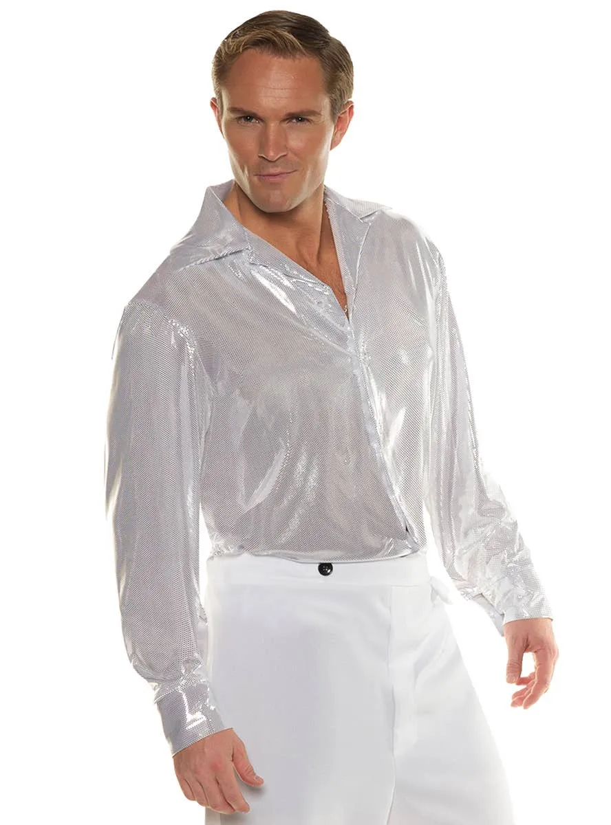1970s Silver Disco Mens Costume Shirt