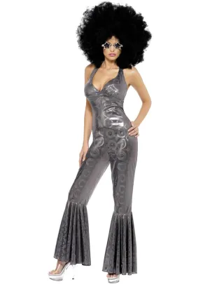 1970s Silver Holographic Womens Disco Diva Costume