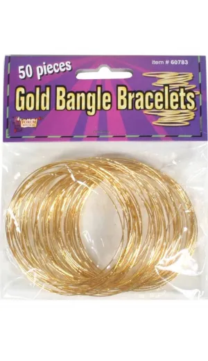 1970s Womens Gold Bangle 50 Pack Costume Accessory