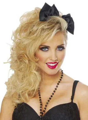 1980s Black Satin Bow Headband
