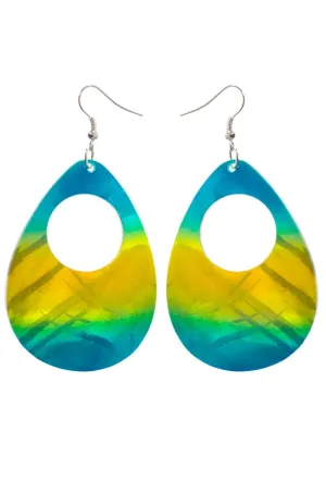 1980s Blue and Yellow Shell Earrings
