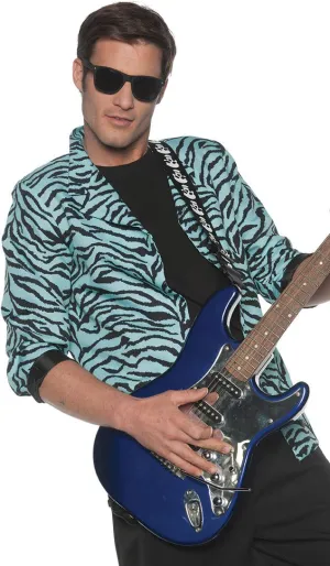 1980s Blue Zebra Print Mens Costume Blazer