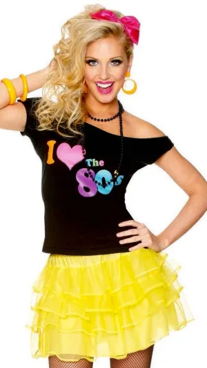 1980s Bright Yellow Womens Ra Ra Petticoat