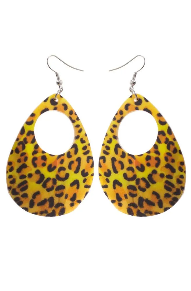 1980s Cheetah Print Shell Earrings