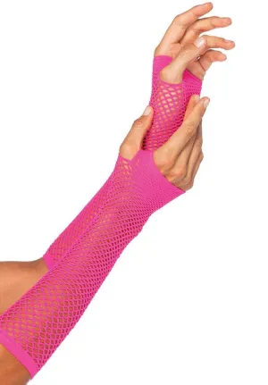 1980s Fingerless Neon Pink Fishnet Gloves