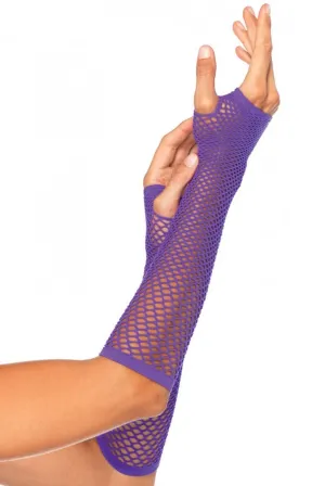 1980s Fingerless Purple Fishnet Gloves