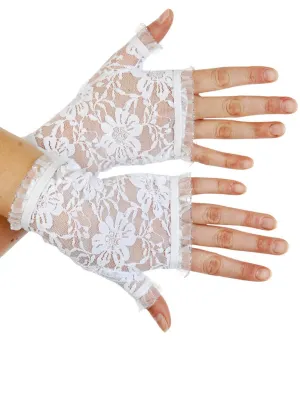 1980s Fingerless White Lace Costume Gloves