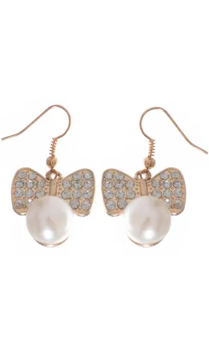 1980s Gold Pearl Rhinestone Earrings Costume Accessory