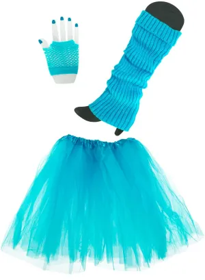 1980s Layered Womens Blue Tutu Costume Accessory Set