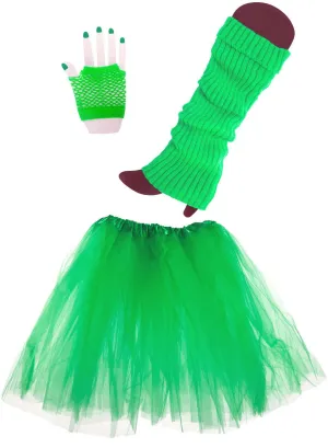 1980s Layered Womens Green Tutu Costume Accessory Set