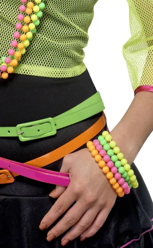 1980s Neon Beaded Bracelets Costume Accessory